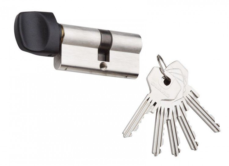 Vložka bezpečnostní s knoflíkem GUARD G330 31/56K knoflík nikl - Vložky,zámky,klíče,frézky Vložky cylindrické Vložky bezpečnostní